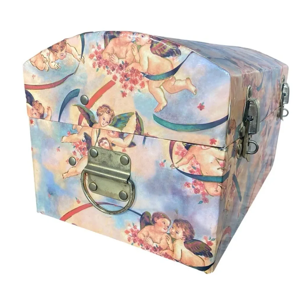 Vintage Angel Print Storage Box Treasure Chest Design Multipurpose Organizer